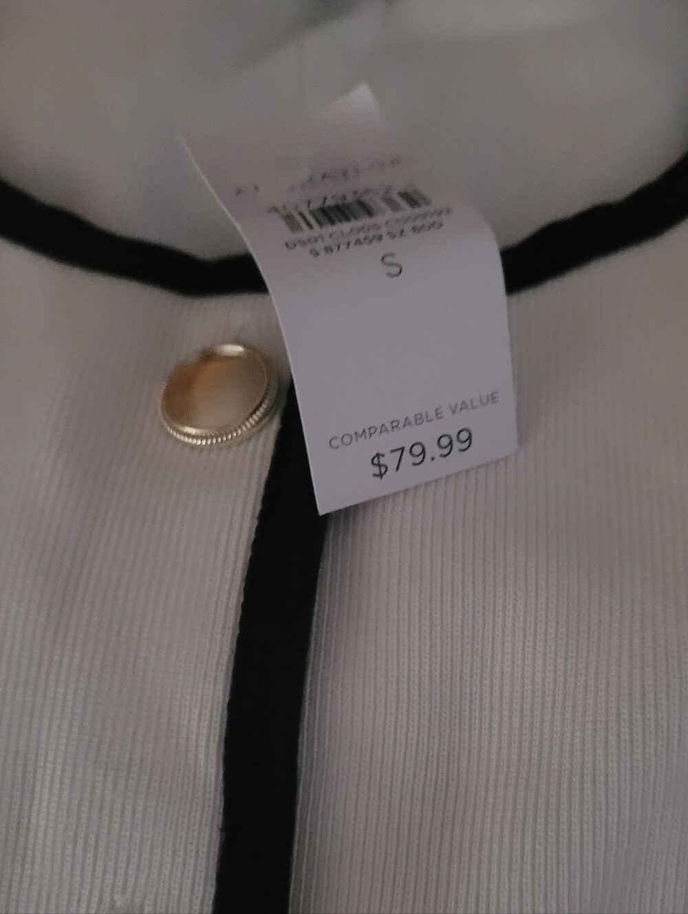 Ann Taylor Ivory Black Trim Sleeveless Knit Cardigan Vest Gold Buttons Size S - Picture 2 of 4